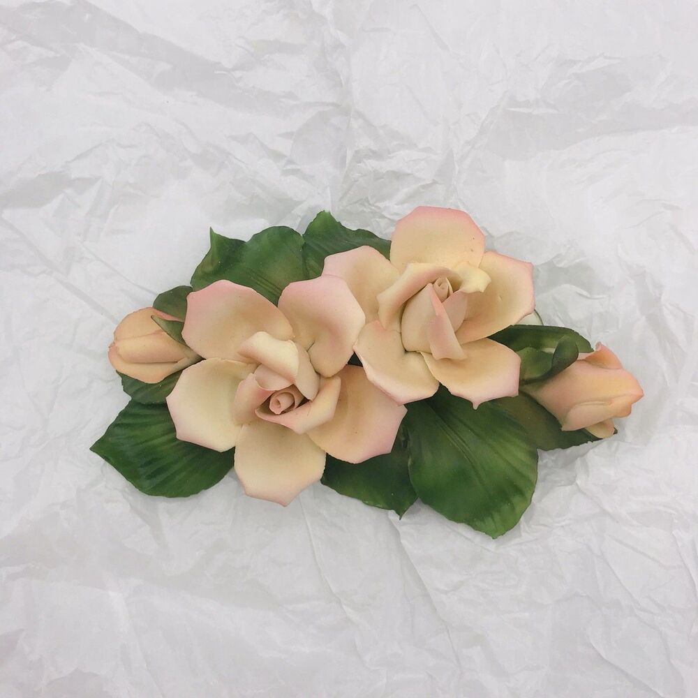 Vtg 1985 Franklin Mint Capodimonte "Cecile Brunner" Porcelain Lt Pink Rose Italy